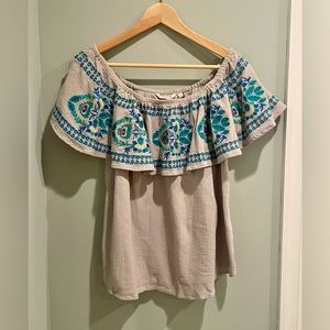 Soft Surroundings Embroidered Off Shoulder Top- Size PS